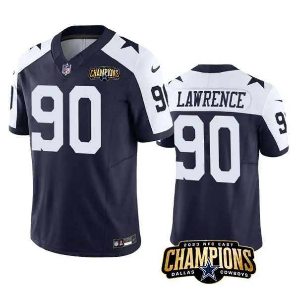 Men & Women & Youth Dallas Cowboys #90 DeMarcus Lawrence Navy White 2023 F.U.S.E. NFC East Champions Patch Stitched Jersey